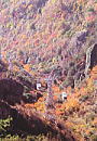 秋の寒霞渓と雄大な渓谷を行くロープウェイ